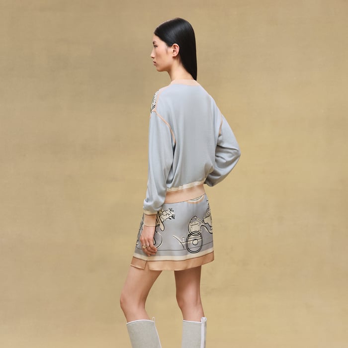 Gris Paruline "Ex-libris a Main Levee" Long-sleeve Twillaine Sweater