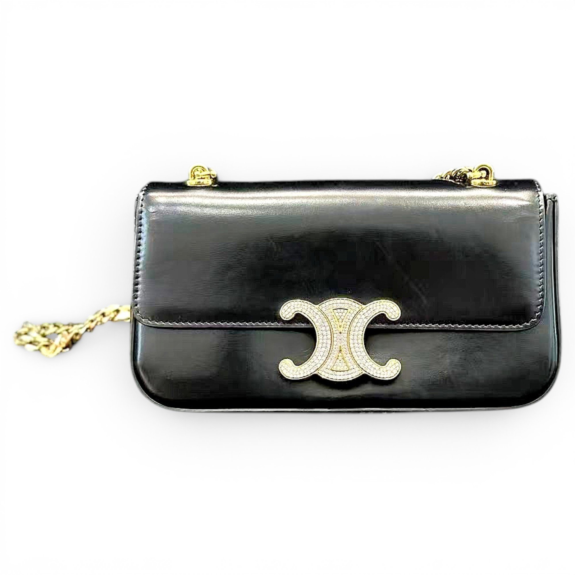 Celine Triomphe chain leather handbag
