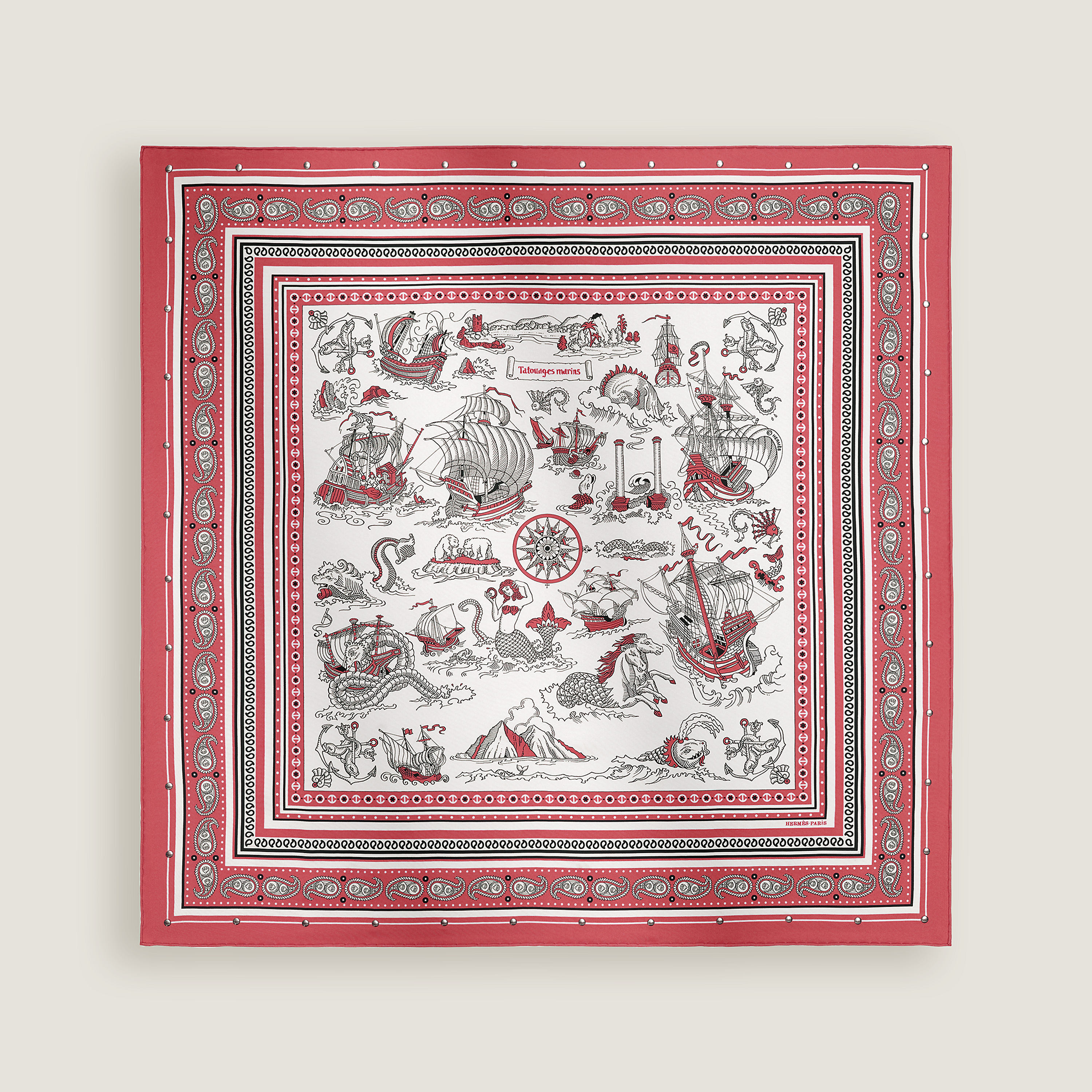 Hermès Les Tortues bandana 55 Jaune Paille/Noir/Blanc | BagUSeek