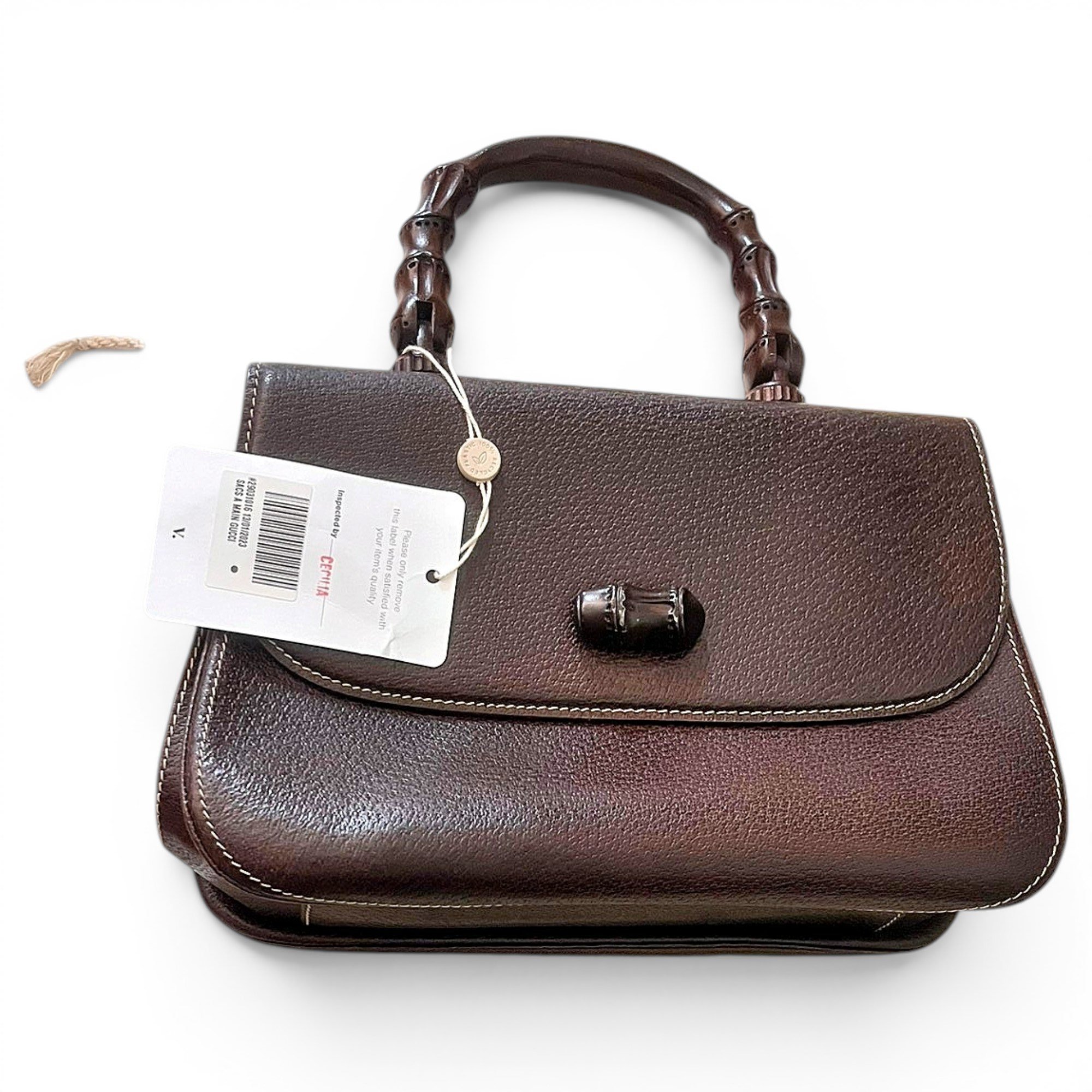 Convertible Bamboo Top Handle leather handbag