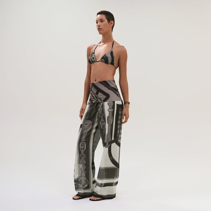 Marron Fusain "Coaching Remix" Beach Bustier Jumpsuit