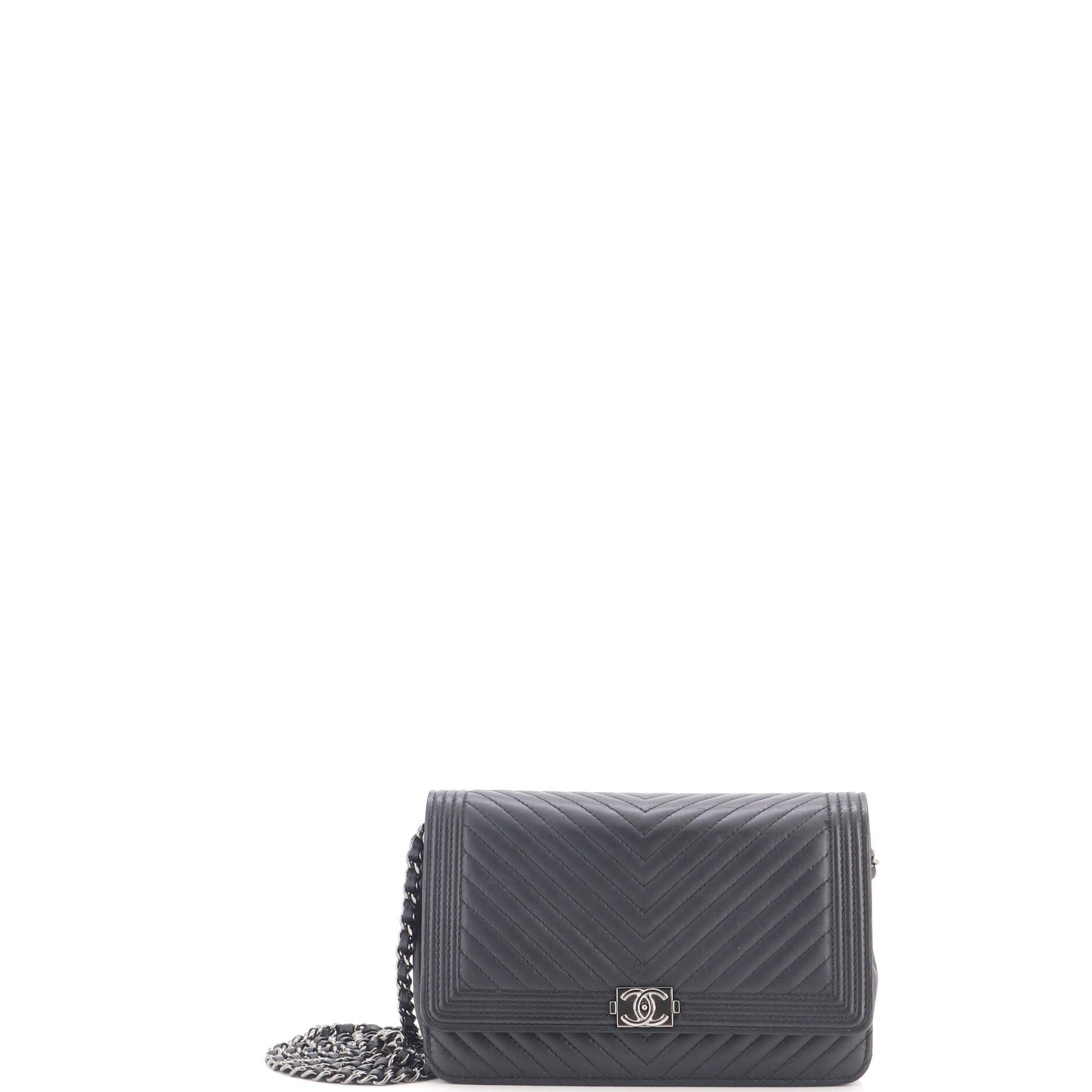 Boy Wallet on Chain Chevron Calfskin