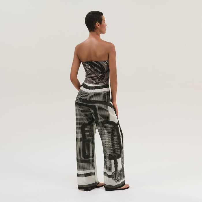 Marron Fusain "Coaching Remix" Beach Bustier Jumpsuit
