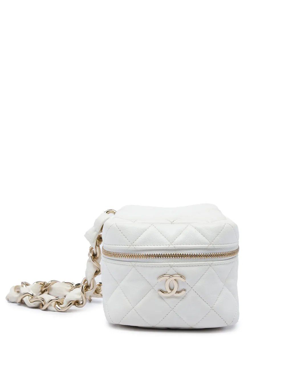 2021 CC Quilted Lambskin Cube Zip Clutch with Chain vanity bag