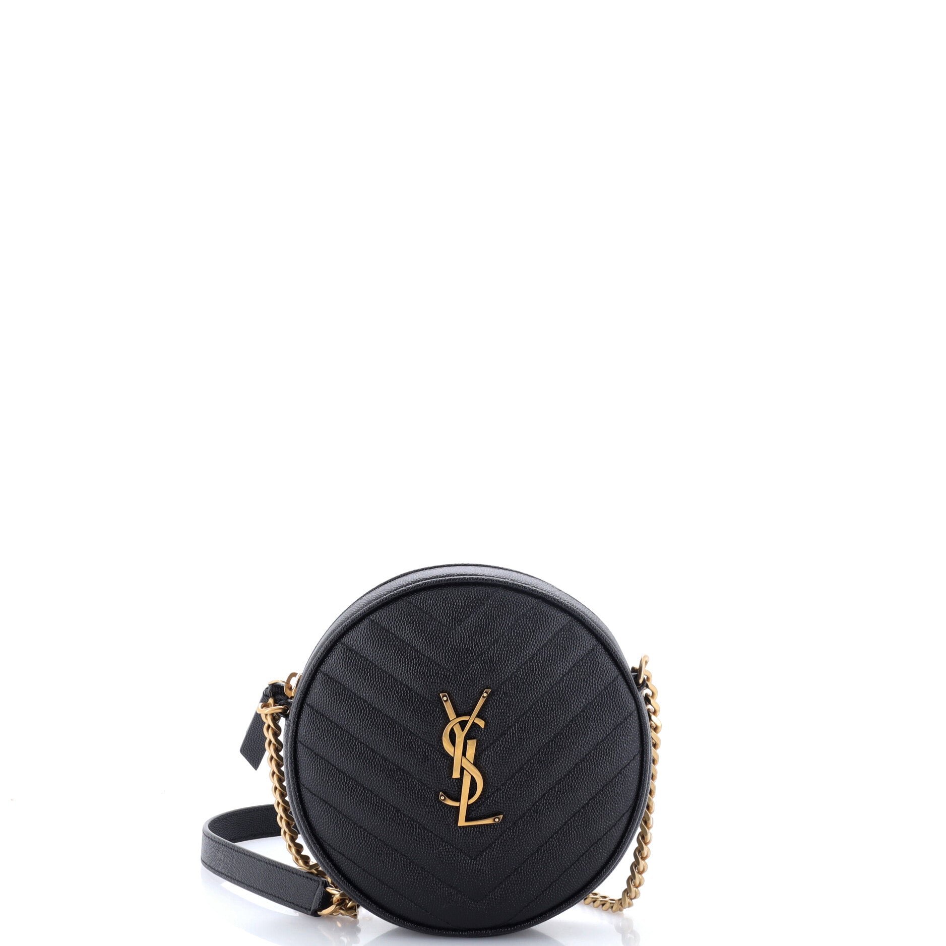 Vinyle Round Camera Bag Matelasse Chevron Leather