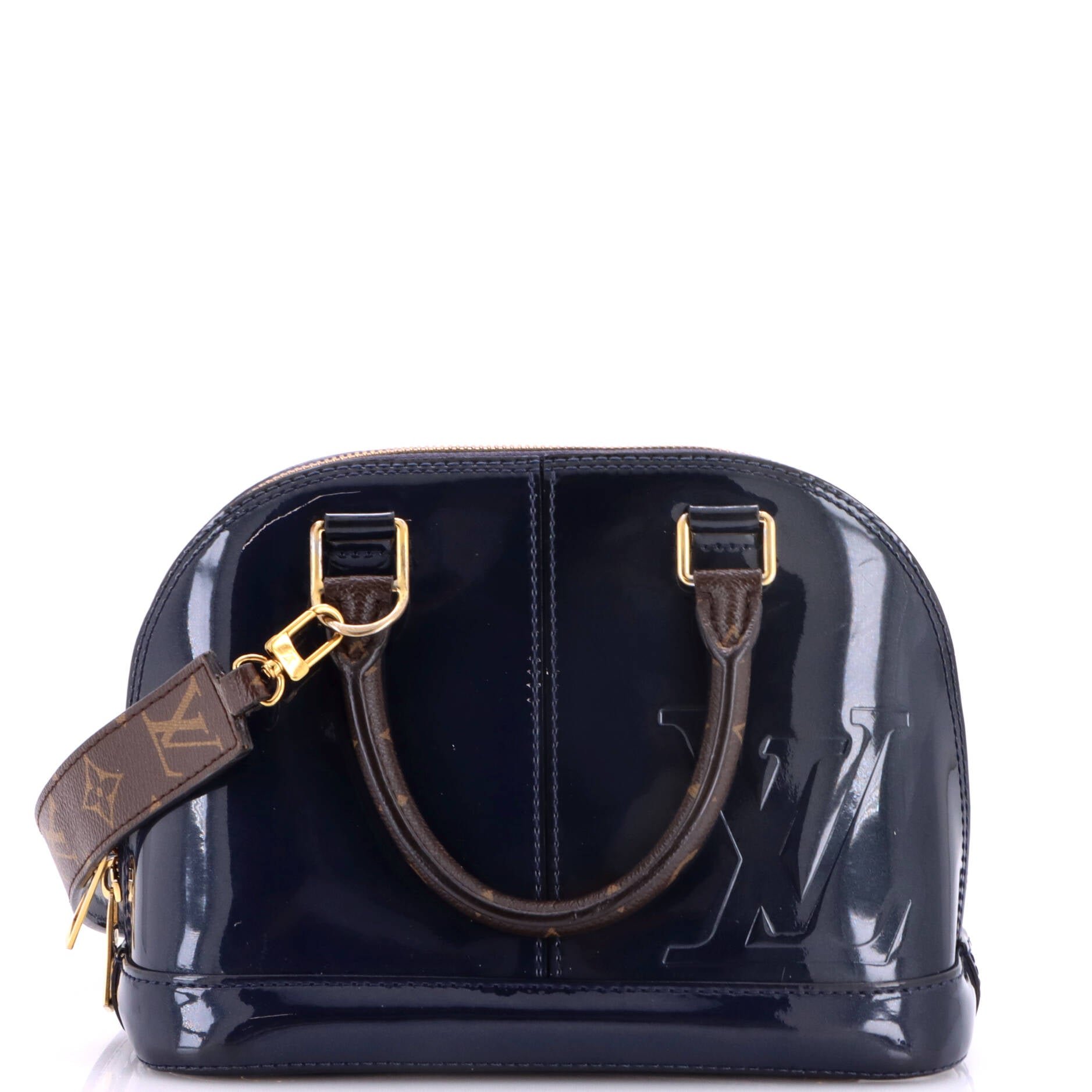 Alma Handbag Vernis with Monogram Canvas BB