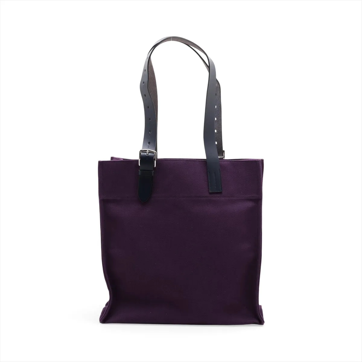 Hermès Etriviere Toile Elaine & Vache hunter purple x black Silver Metal Fitting