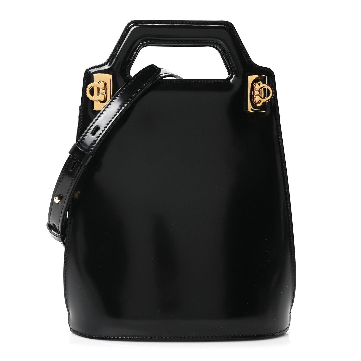 Salvatore Ferragamo Salvatore Ferragamo Brushed Calfskin North South Wanda Top Handle Bag Black