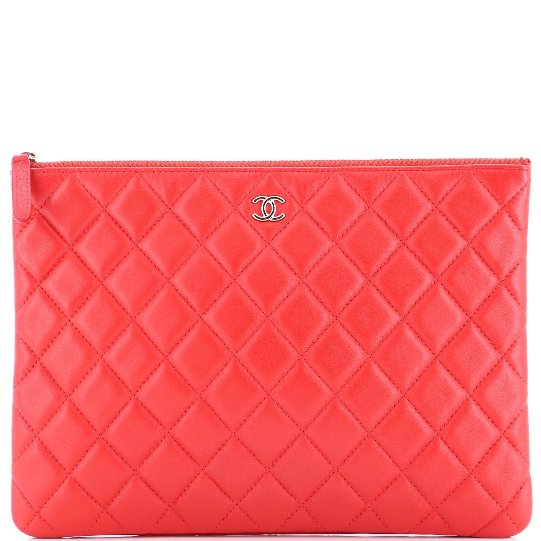 Chanel O Case Clutch Quilted Lambskin Medium