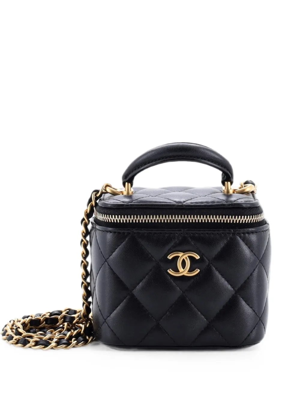 Classic Top Handle Vanity Case with Chain Quilted Lambskin Mini crossbody bag