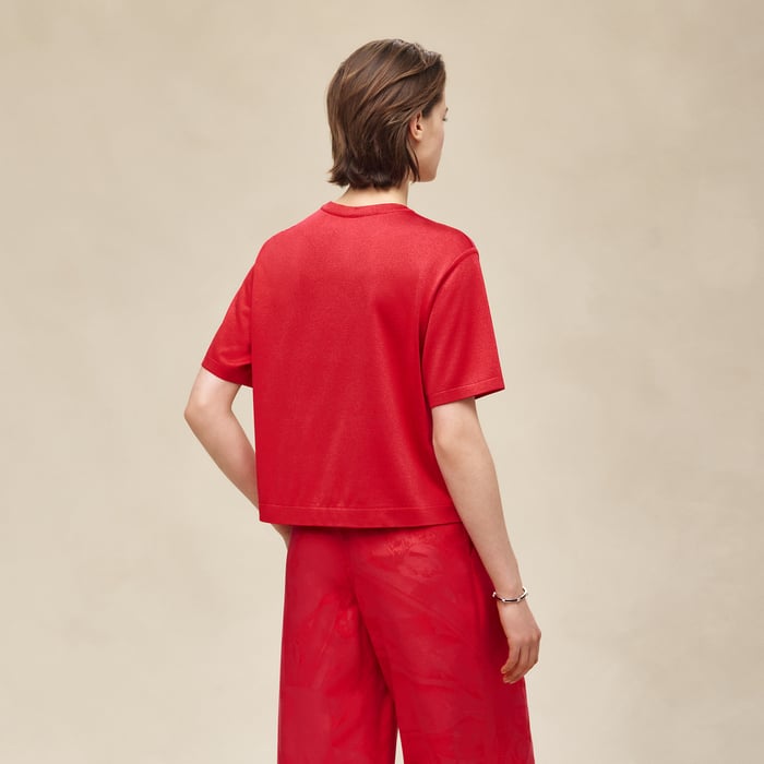 Rose Pivoine "Soleil De Soie Poudre" Short-sleeve Sweater