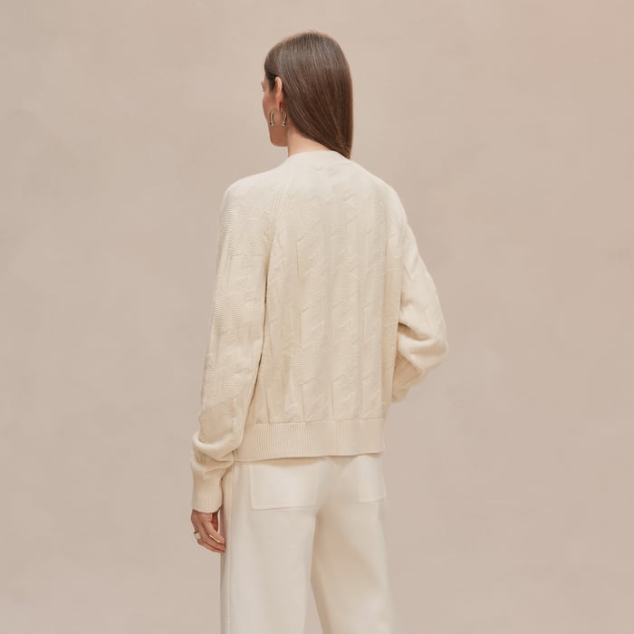 Blanc Naturel Cardigan Manches Longues Motif « h »