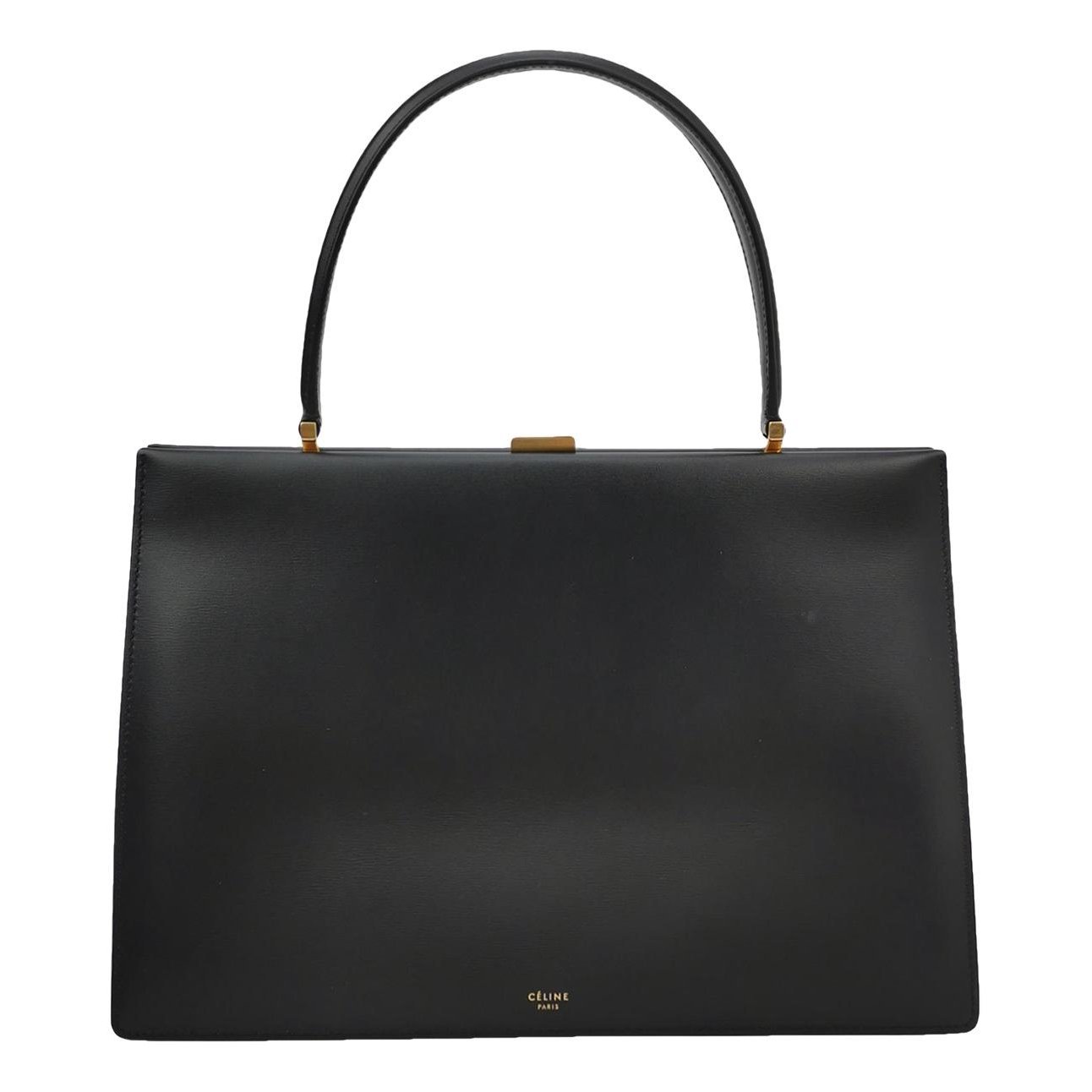 Clasp leather handbag
