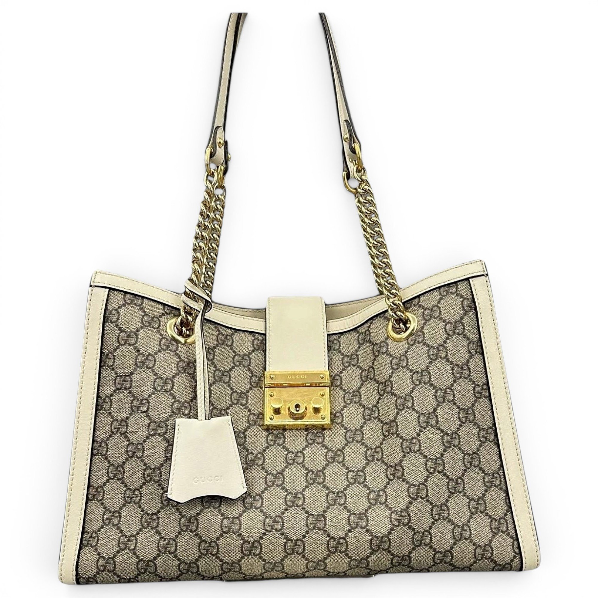 Padlock leather handbag