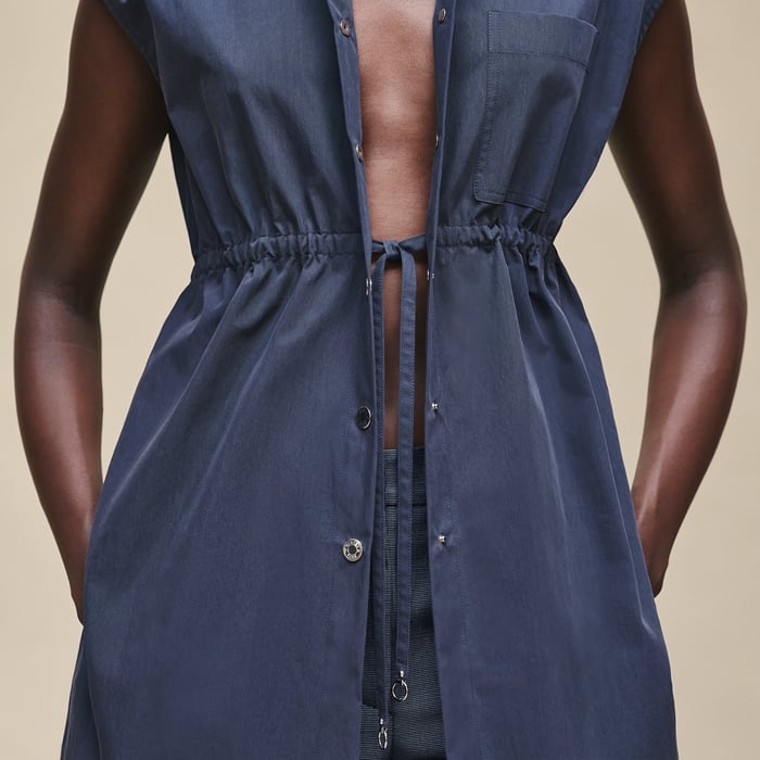 Bleu Outremer Sleeveless Drawstring Shirt