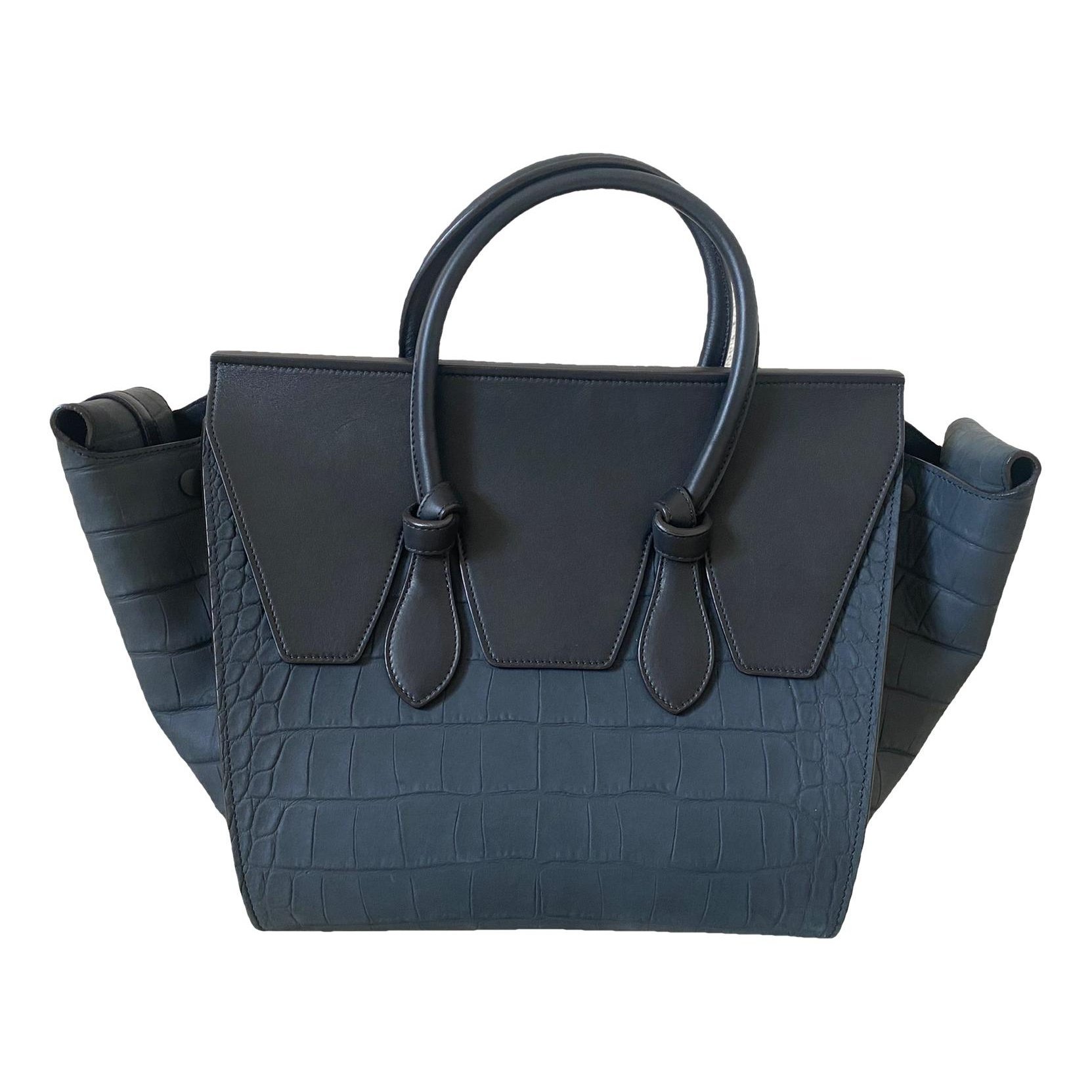 Tie leather handbag