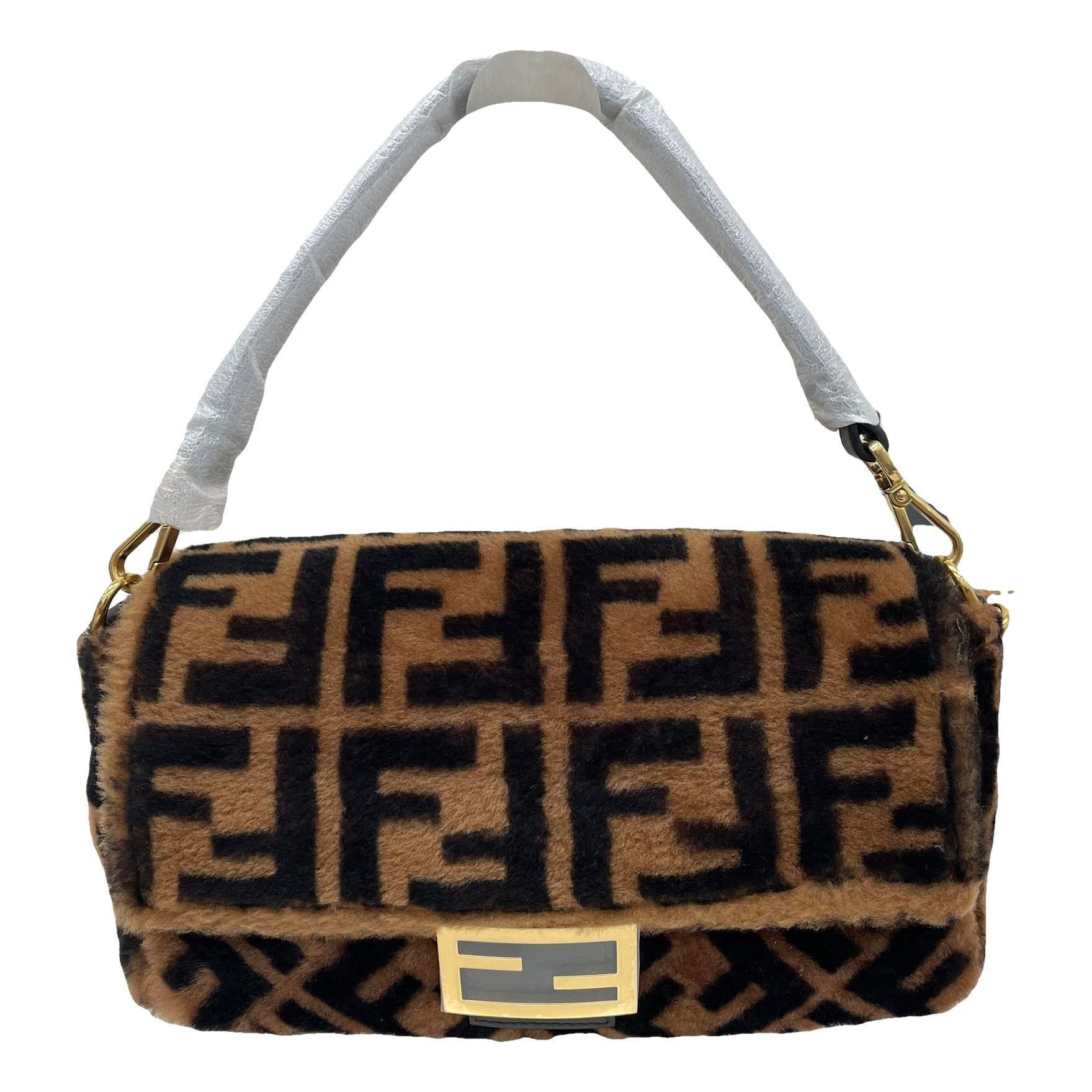 Baguette faux fur handbag