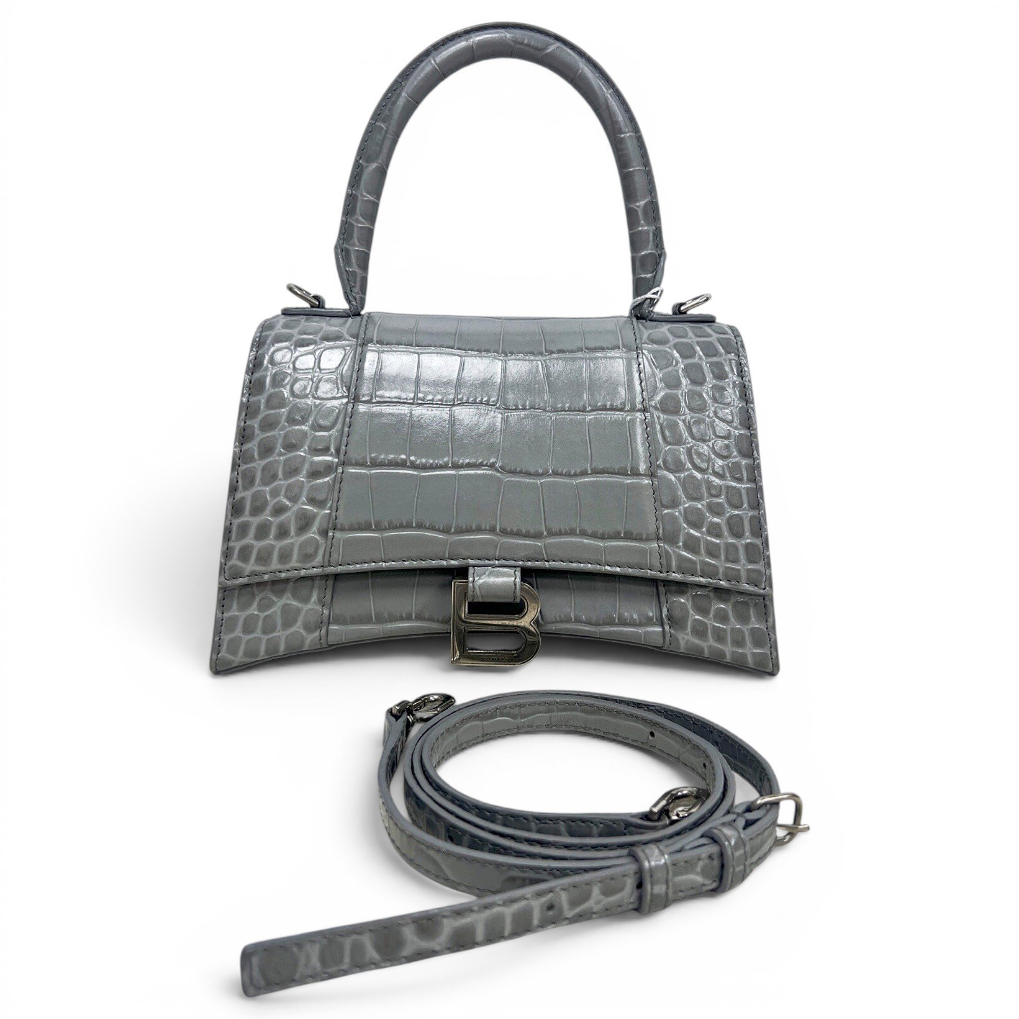 Hourglass leather handbag