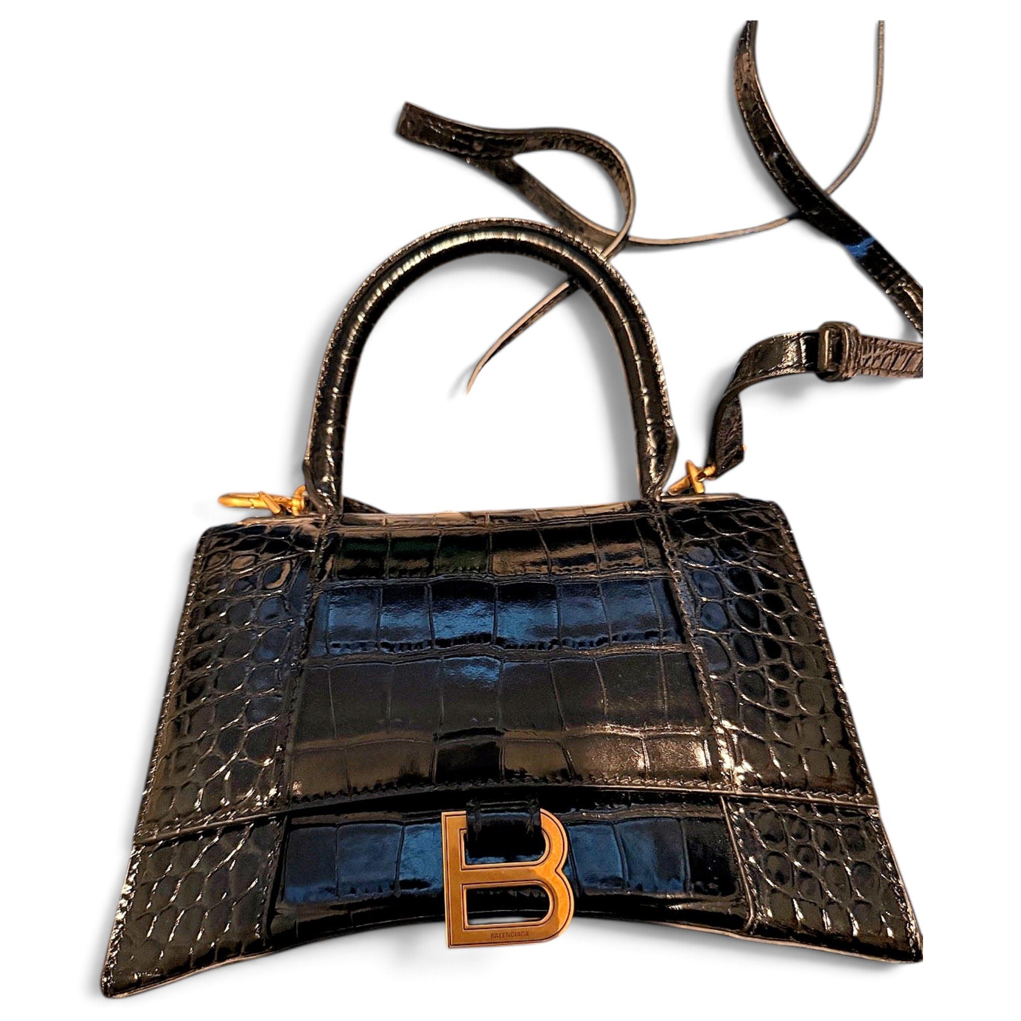 Hourglass leather handbag