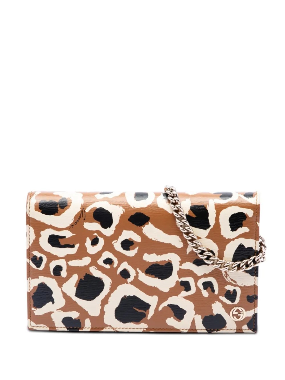 2000-2015 Calfskin Leopard Print Betty Wallet On Chain crossbody bag