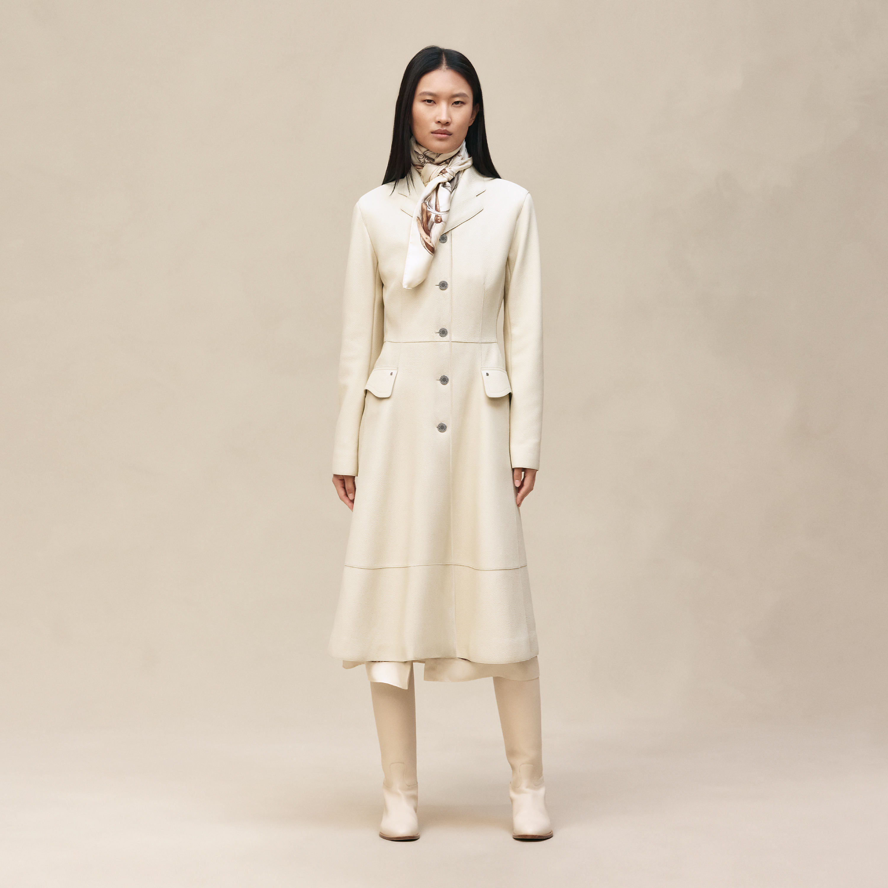 Equestrian leather coat