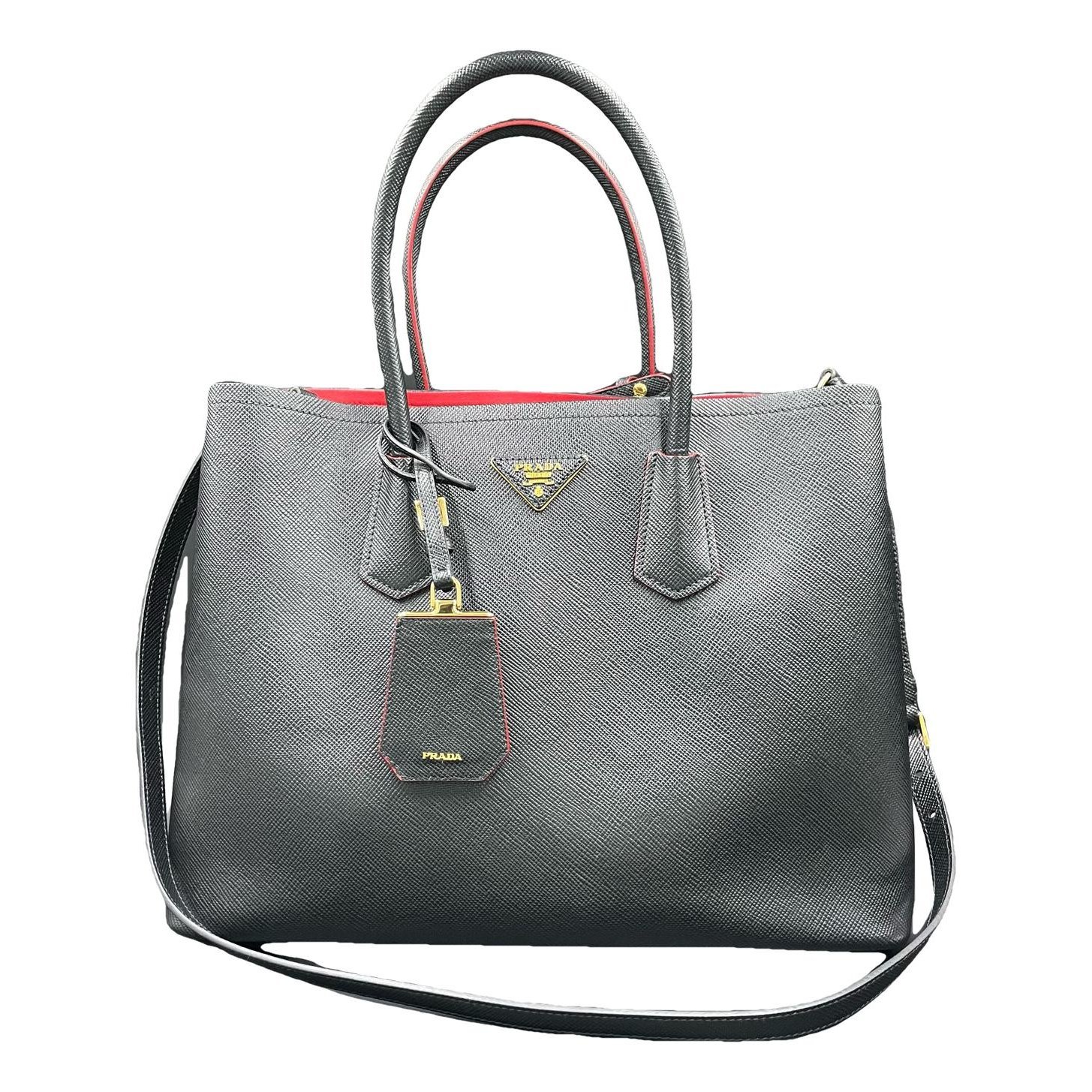Double leather handbag