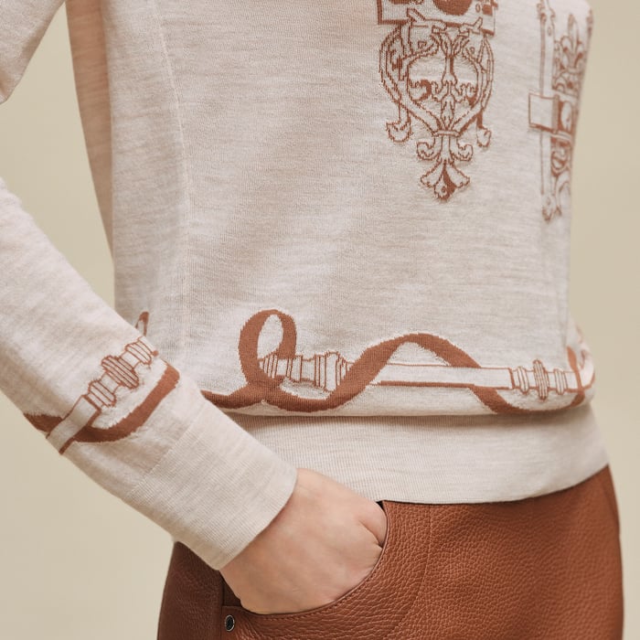 Beige Naturel "Ferronnerie" Long-sleeve Sweater