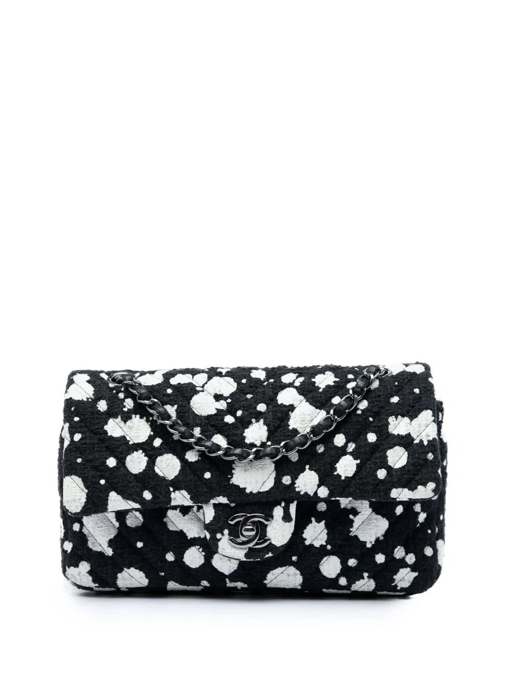 2015-2016 Medium Chevron Tweed Paint Splatter Double Flap shoulder bag