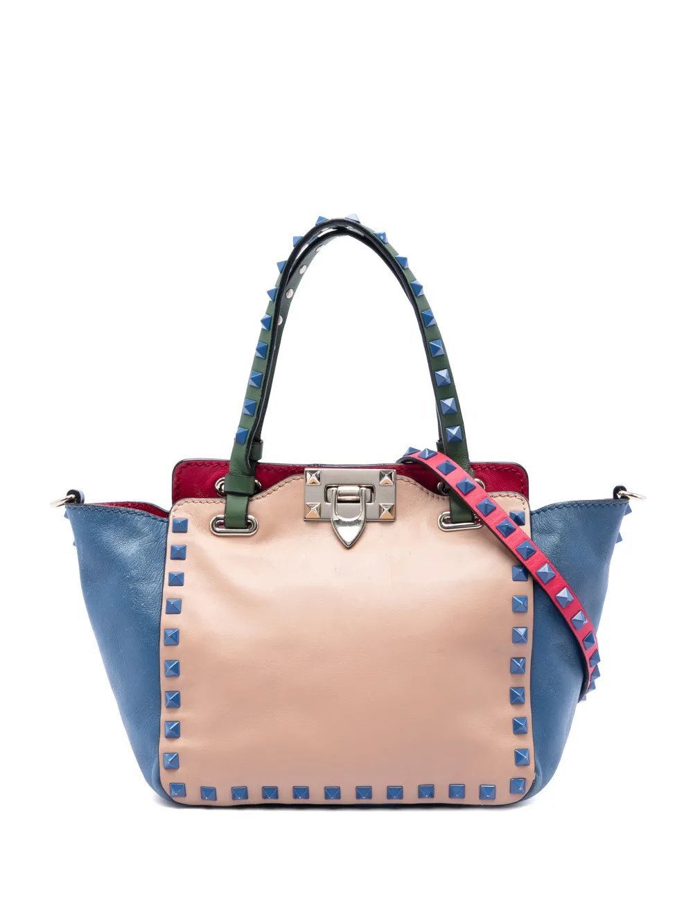 Valentino Garavani 2000-2017 Mini Leather Colorblock Rockstud Trapeze satchel