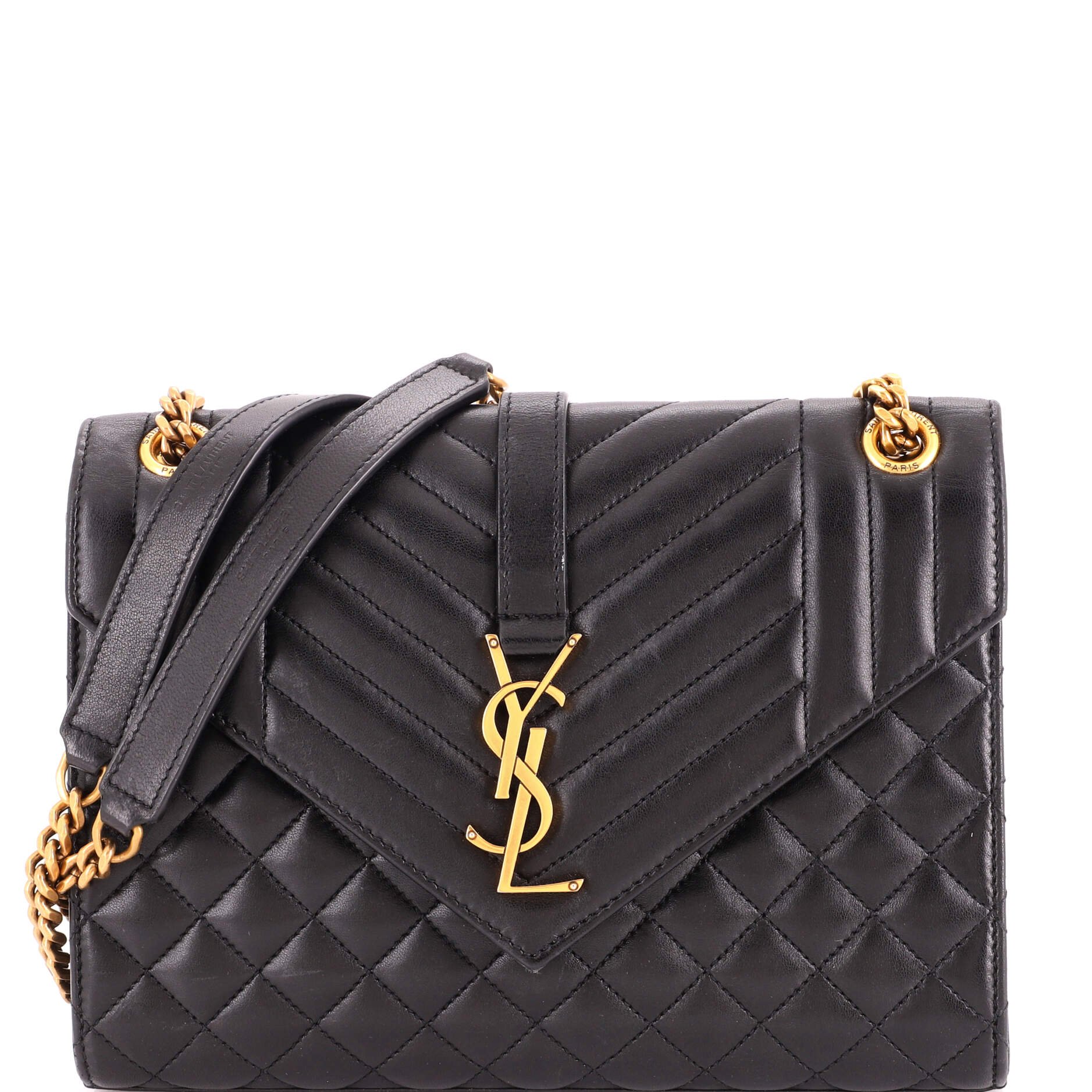 Saint Laurent Classic Monogram Envelope Satchel Mixed Matelasse Leather Medium