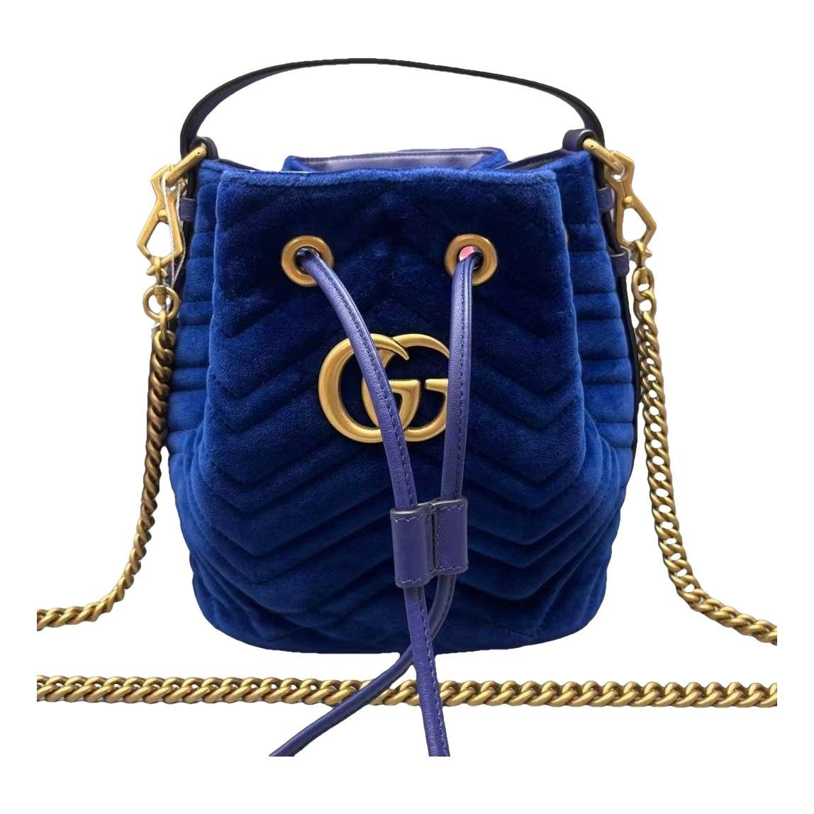 GG Marmont Chain Bucket velvet crossbody bag
