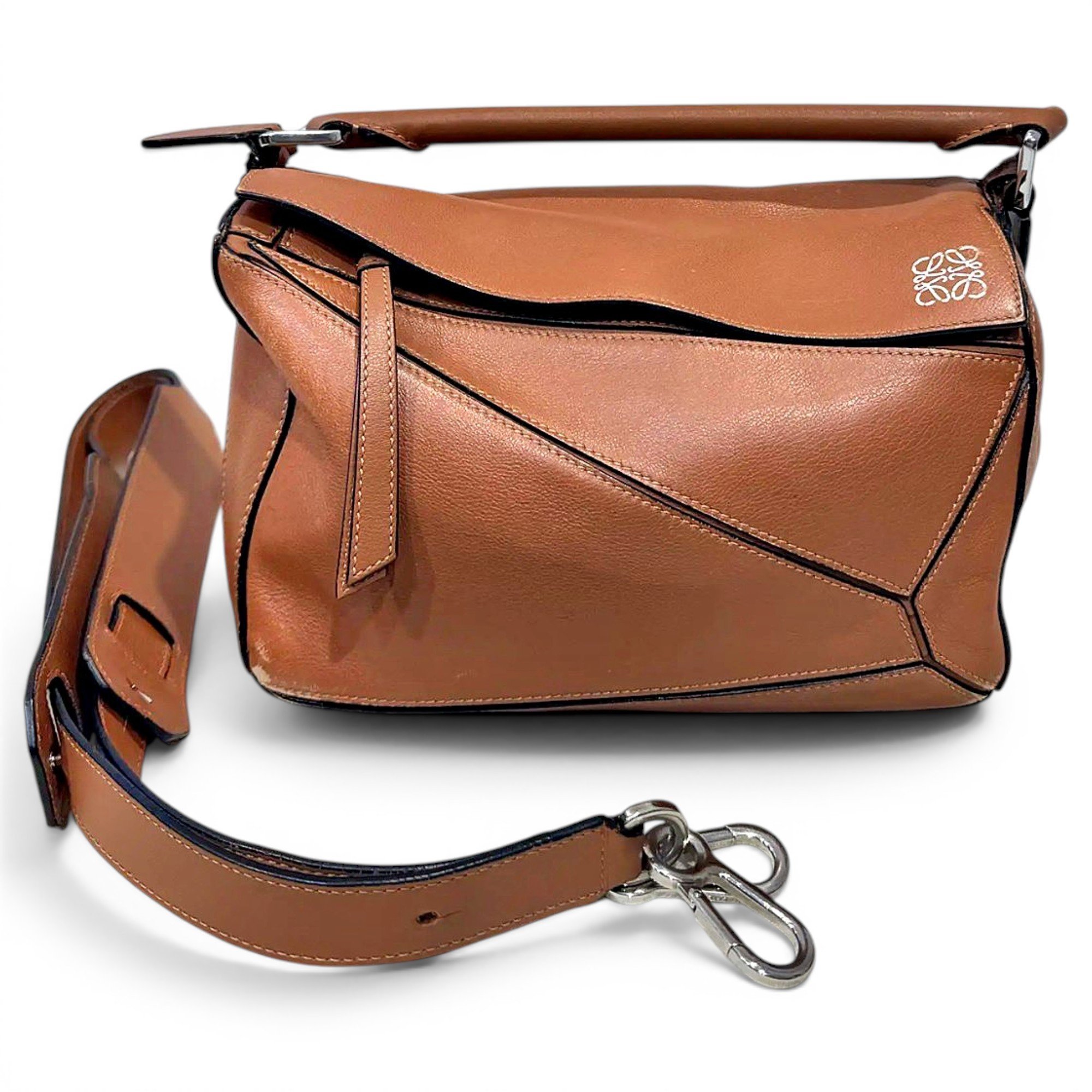 Puzzle leather handbag
