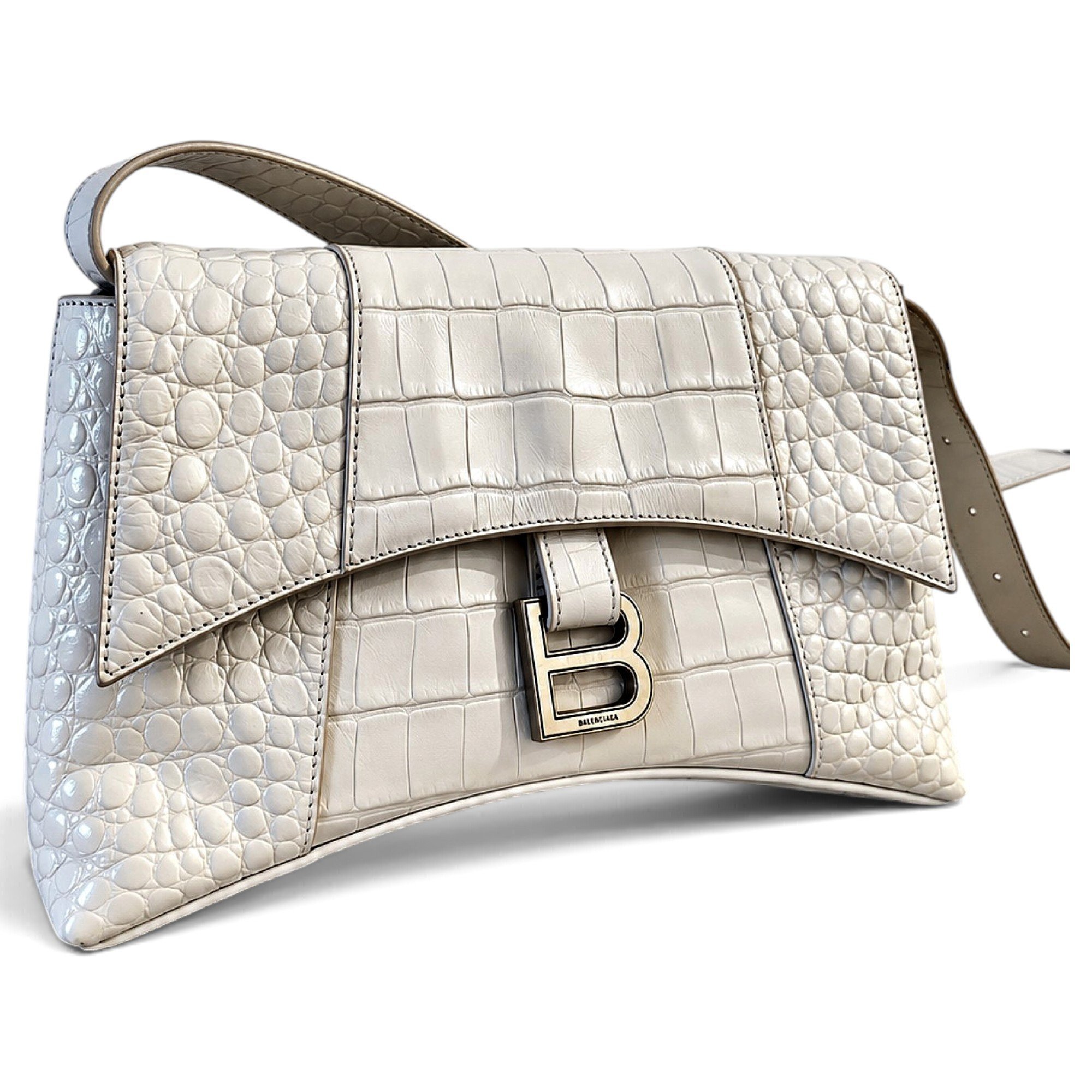 Hourglass leather handbag