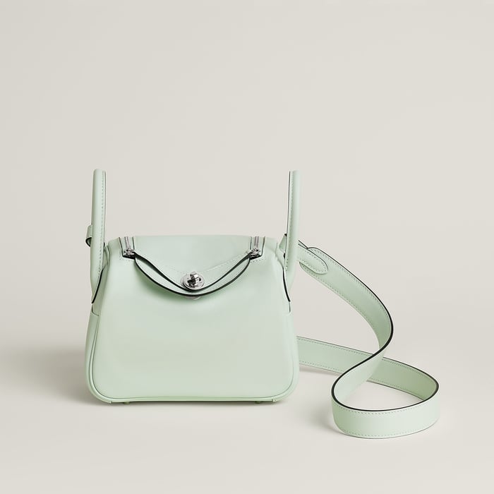 Hermes Mini Lindy II in Vert Peppermint Swift calfskin
