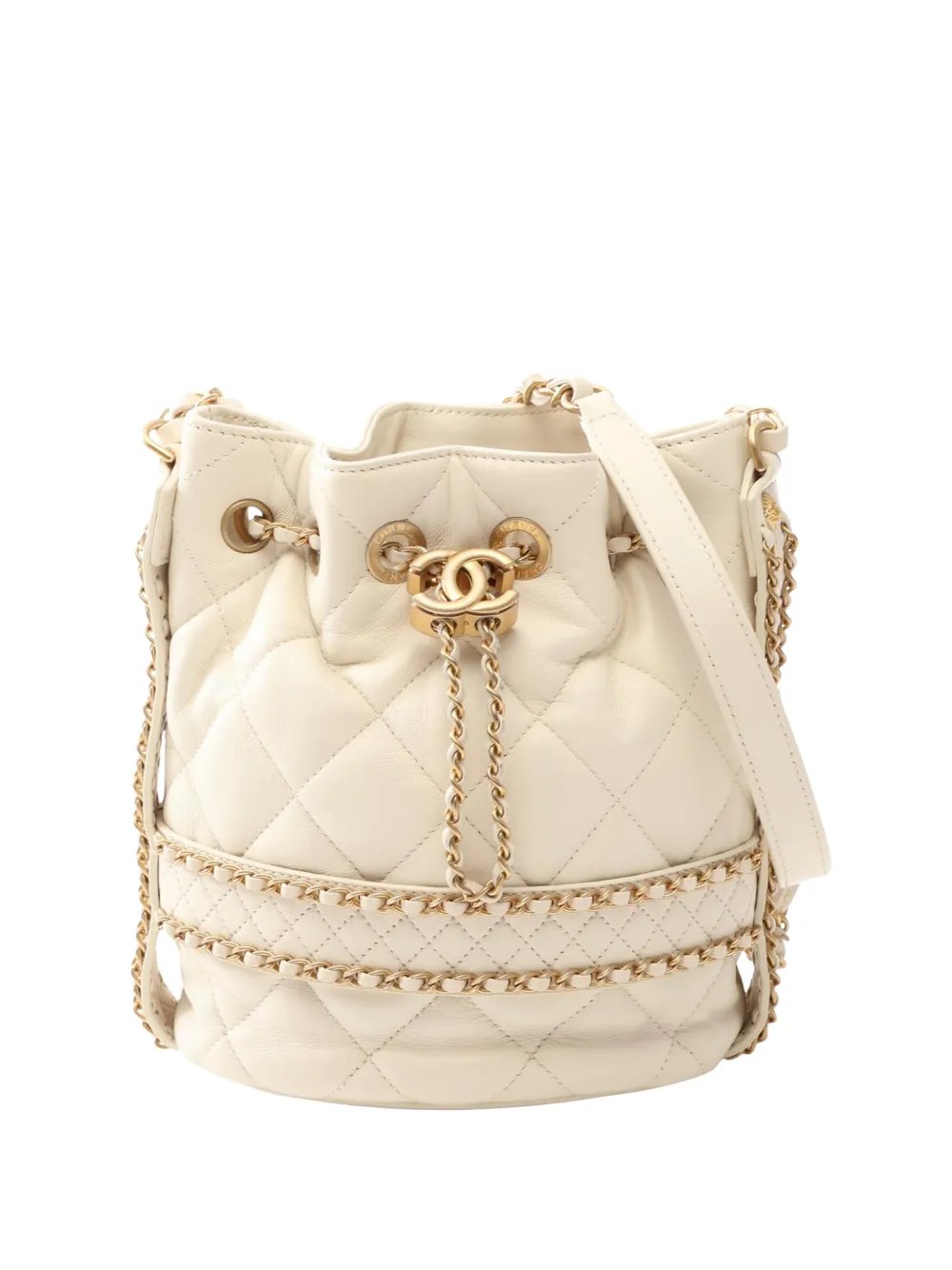 2019 CC Quilted Lambskin Chain Around Drawstring bucket bag