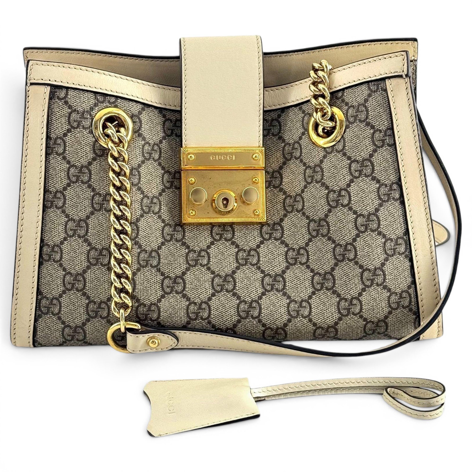 Padlock leather handbag