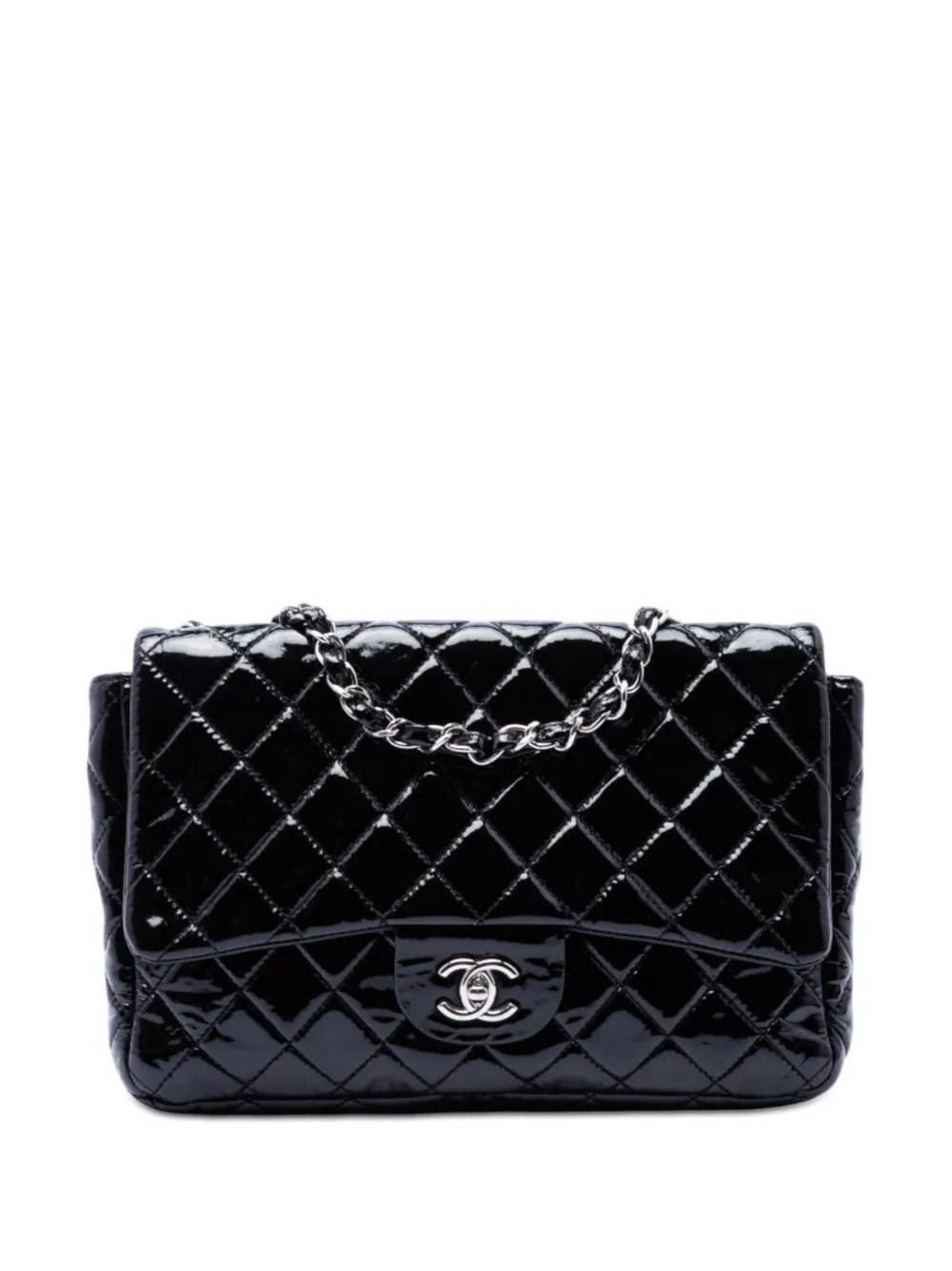 2008-2009 Jumbo Classic Patent Single Flap shoulder bag