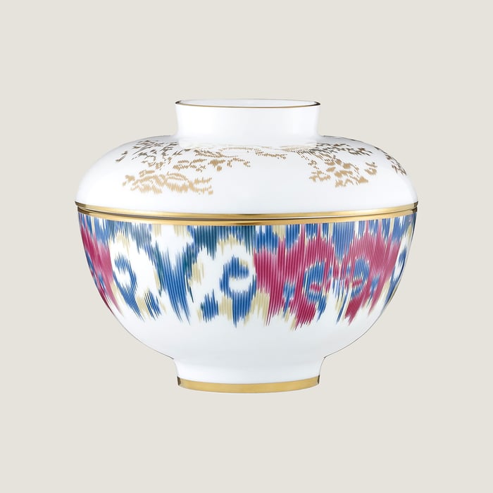 Sans Coloris Voyage En Ikat Bowl With Lid, Large Model