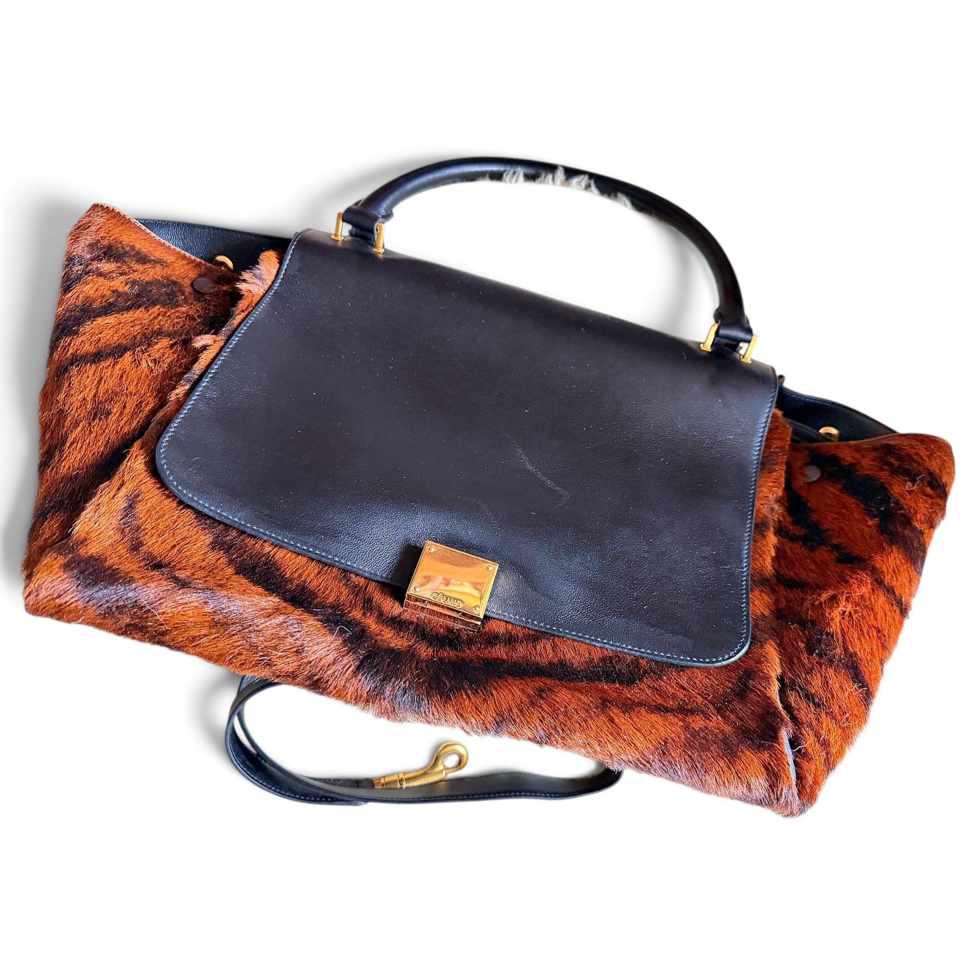 Trapèze pony-style calfskin handbag
