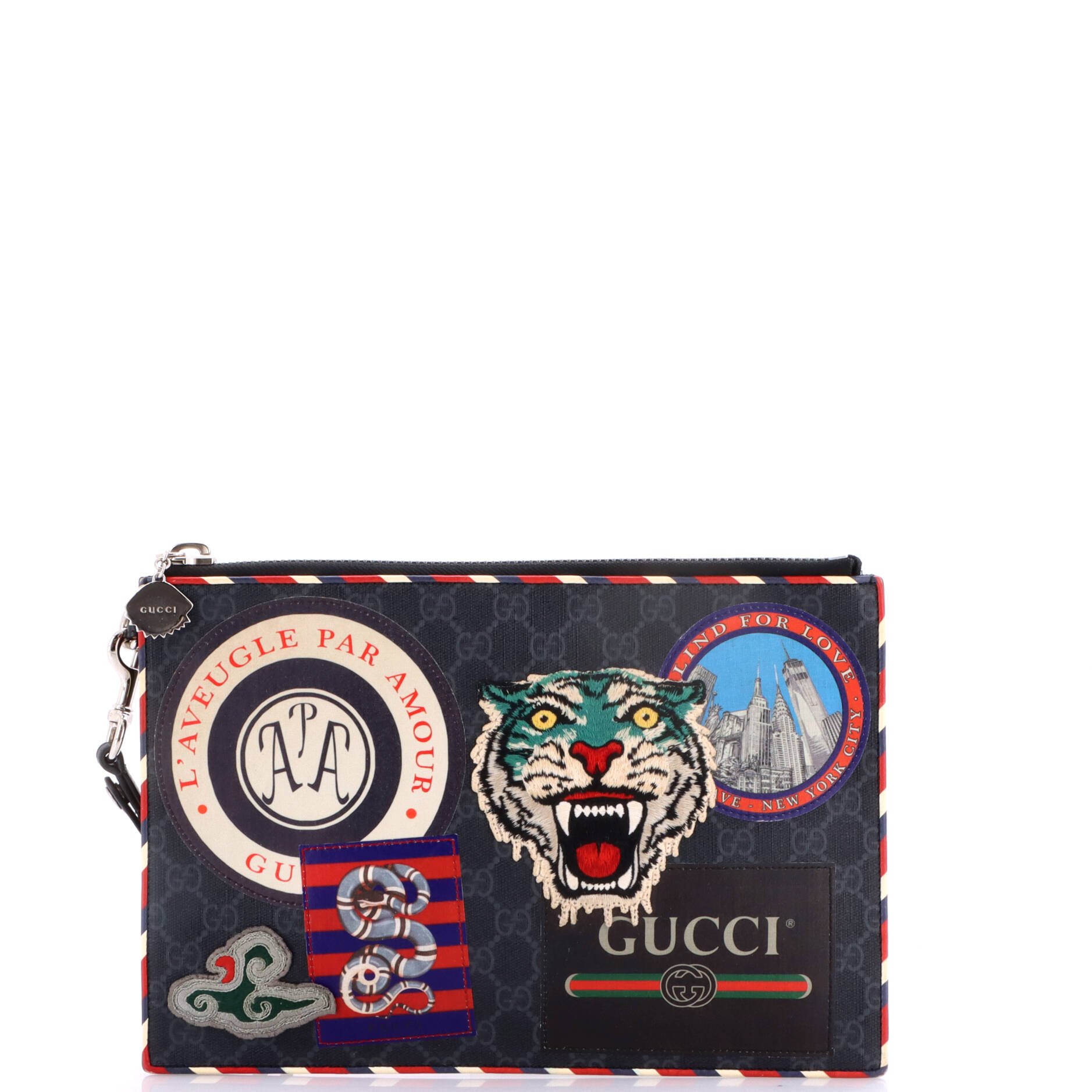Night Courrier Pouch GG Coated Canvas with Applique