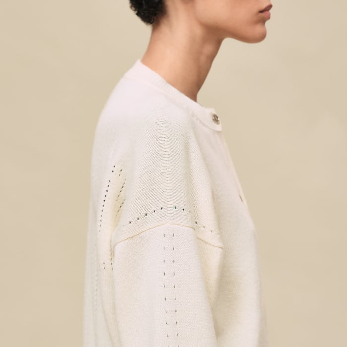Blanc Naturel Cashmere Long-sleeve Cardigan