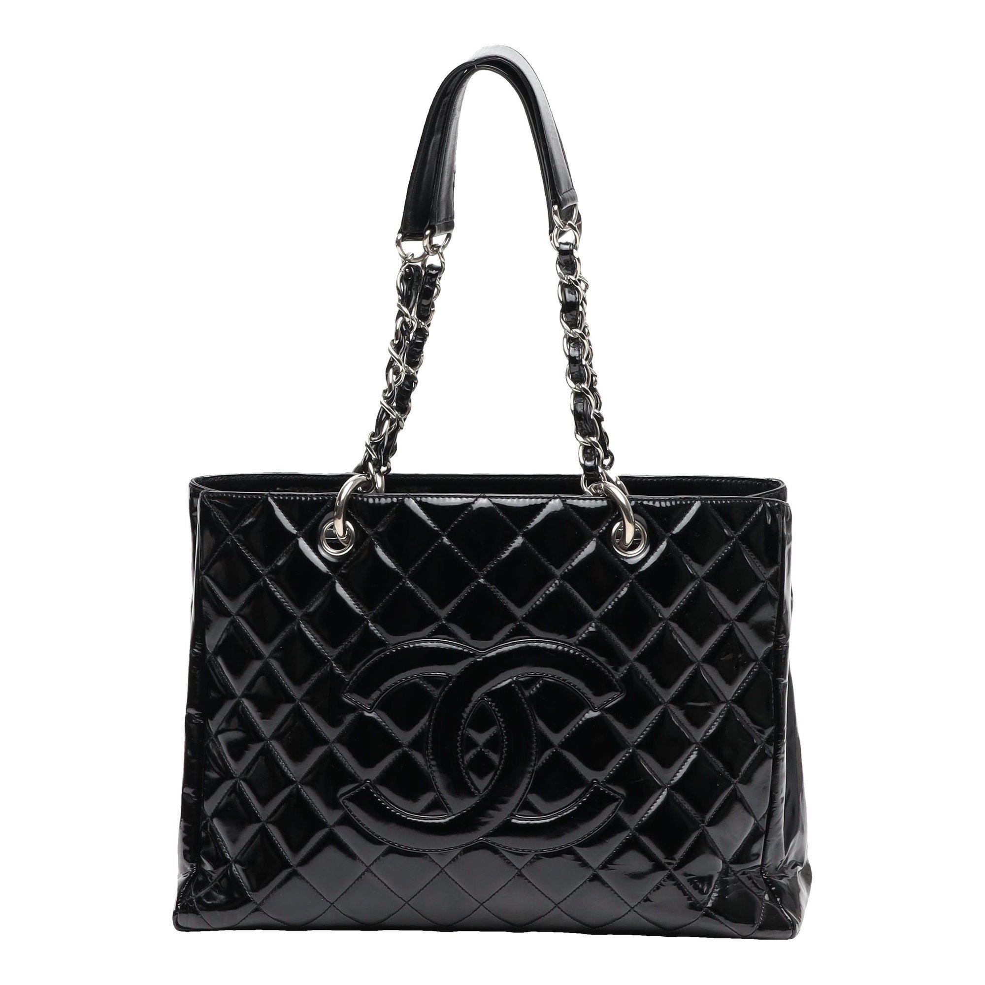 Grand shopping patent leather tote