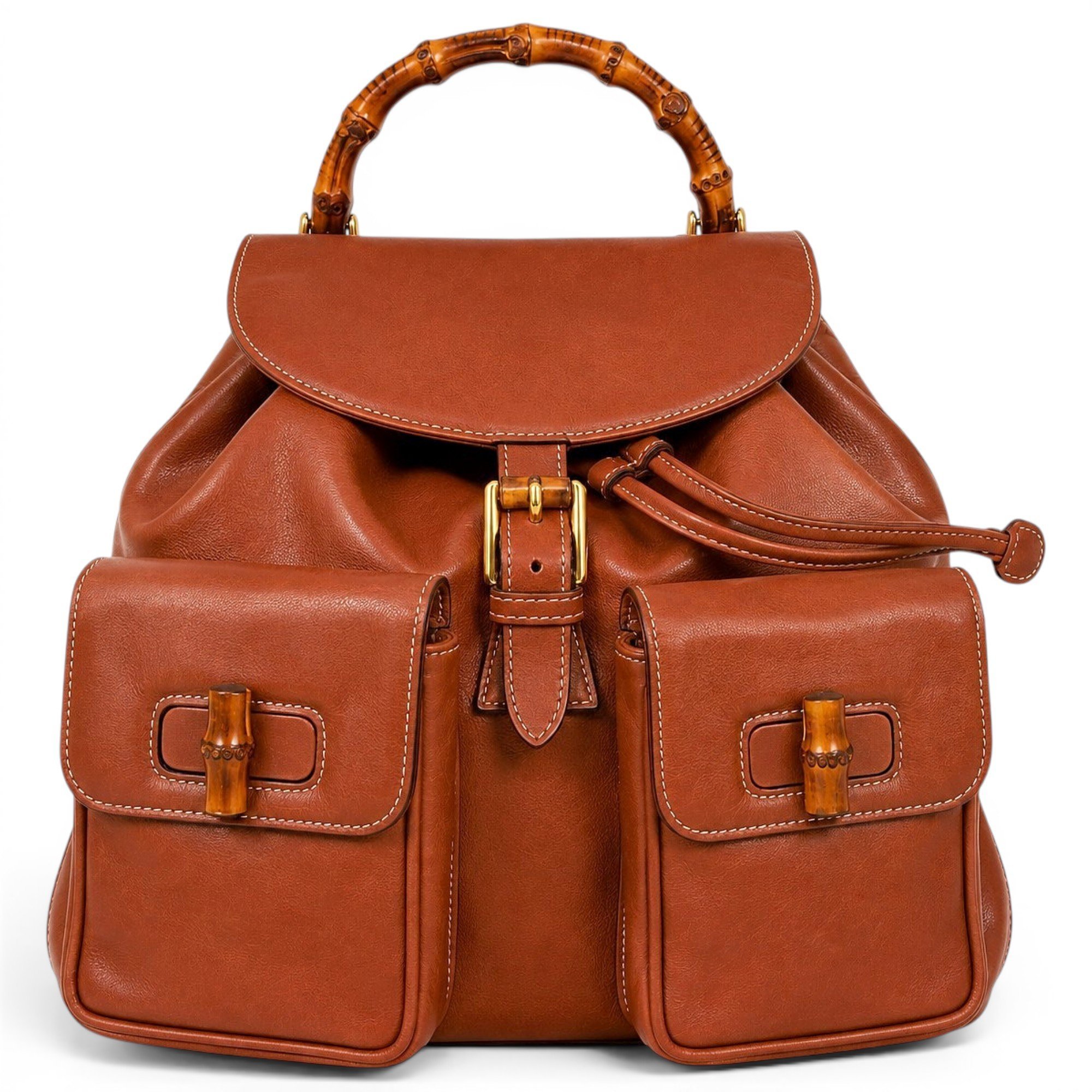 Vintage Bamboo leather backpack