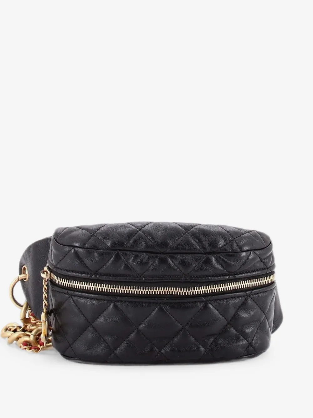 Quilted CC Logo Chain Zip Waist Bag Quilted Lambskin belt bag