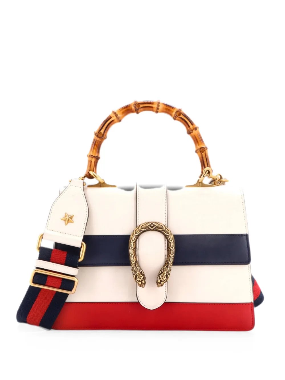 Dionysus Bamboo Top Handle Bag Colorblock Leather Medium satchel