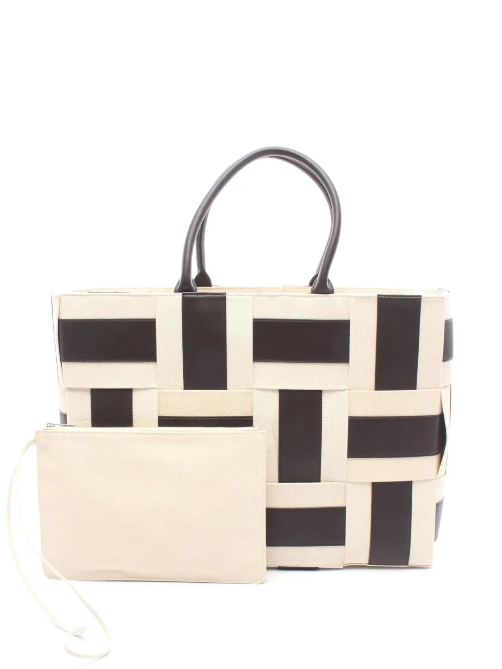 Bottega Veneta 2012-2026 Large Canvas and Leather Intrecciato Arco tote bag