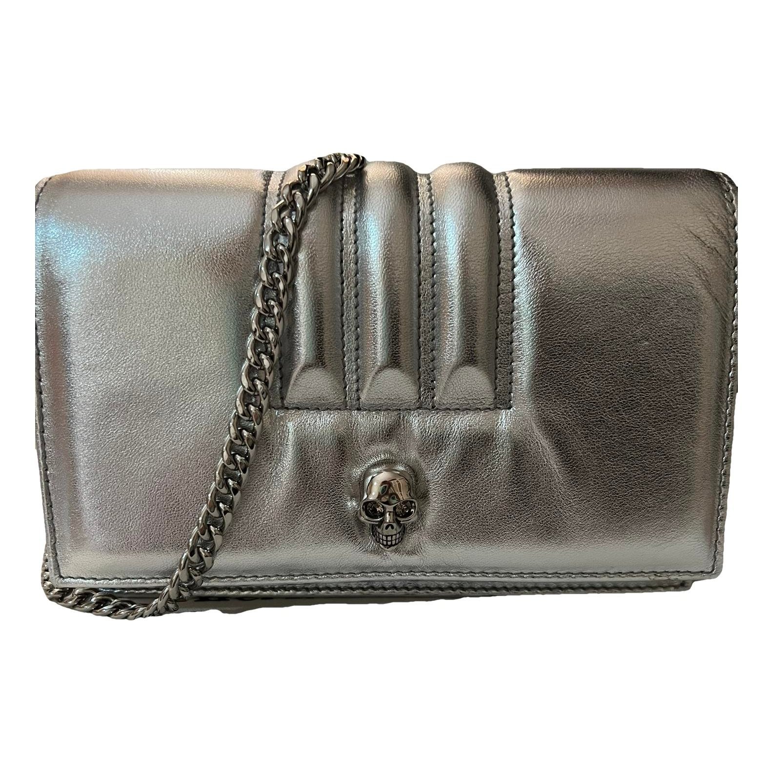 Skull leather crossbody bag