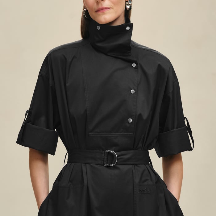 Noir Belted Wide Dress