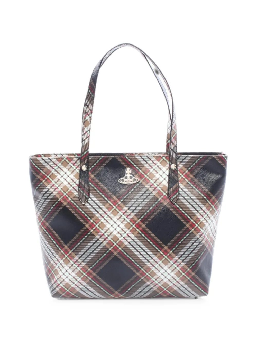 tartan-pattern shoulder bag