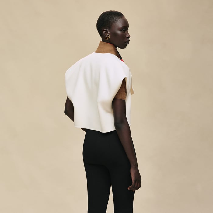 Blanc Naturel Short-sleeve Bolero Jacket
